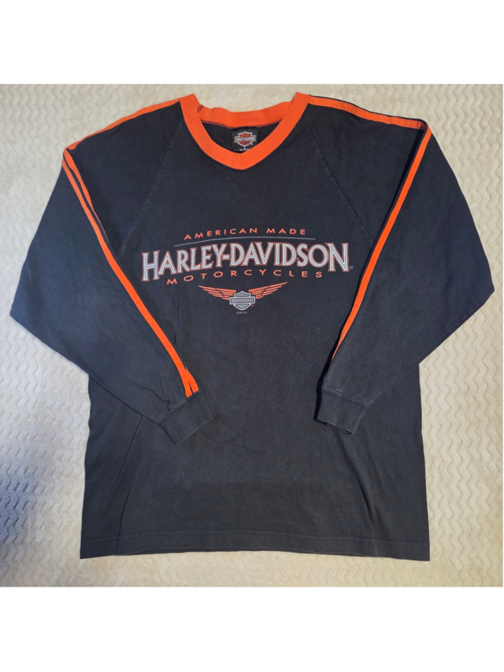 Vintage Harley-Davidson Long Sleeve Tee Size L Black Orange 1999